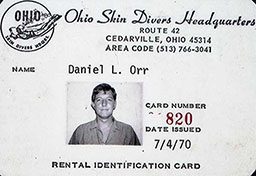 Certification card for the Ohio Skin Divers Headquarters
