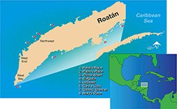 Illustrated map of Roatan
