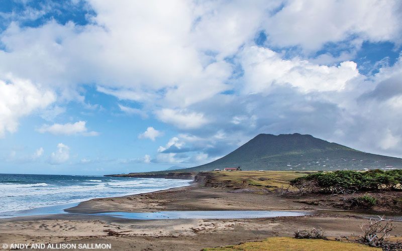 The Quill, a dormant volcano, overlooks the black sand beaches of the Atlantic coast of Statia.