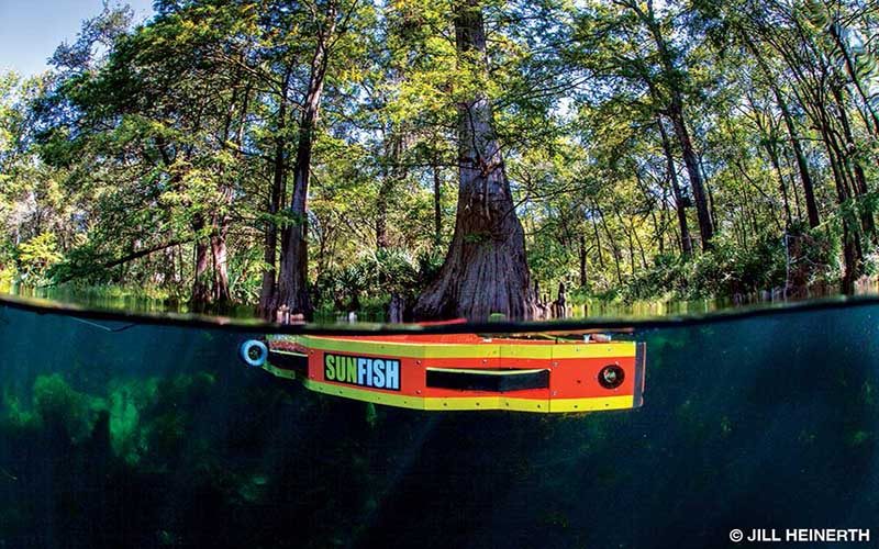 Bill Stone’s latest autonomous underwater vehicle, Sunfish, undergoes tests at Wes Skiles Peacock Springs State Park