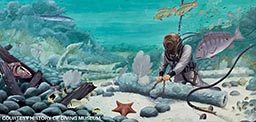This 1954 painting depicts Art McKee salvaging a shipwreck off the Upper Keys.