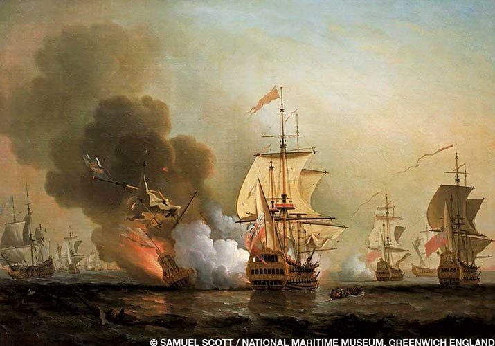 A painting that depicts the sinking of the San José