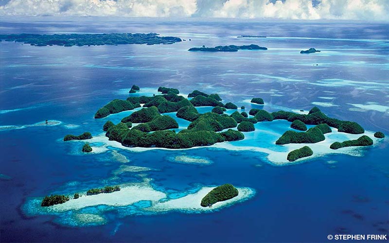 Arial view of Palau's Rock Islands