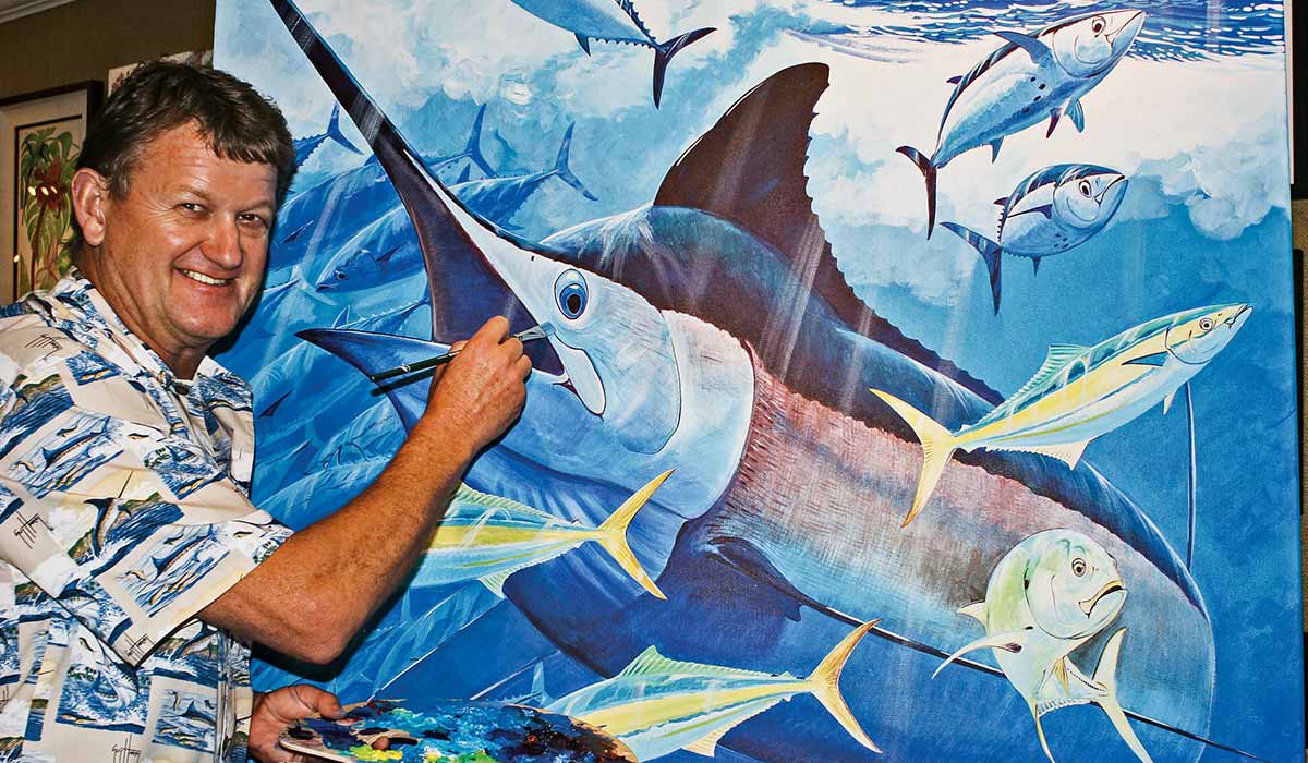 Guy Harvey paints a marlin