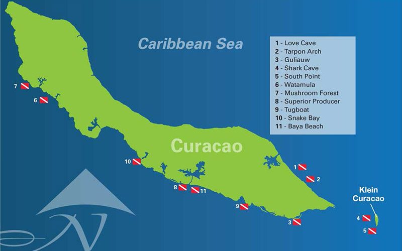 Illustrated map of Curacao