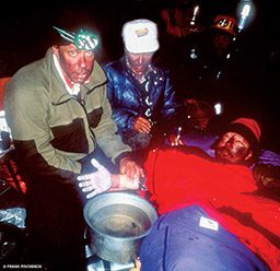 Kamler treats an Everest climber for hypothermia