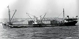 A black-and-white image of the MV Bluefields