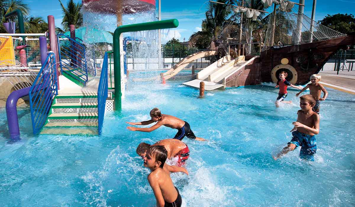 Children splash around a waterpark