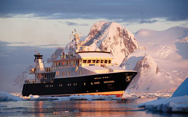 Giant ship navigates through arctic waters