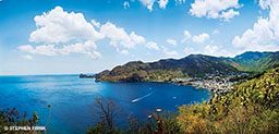 Panorama of water and mountains of St. Lucia