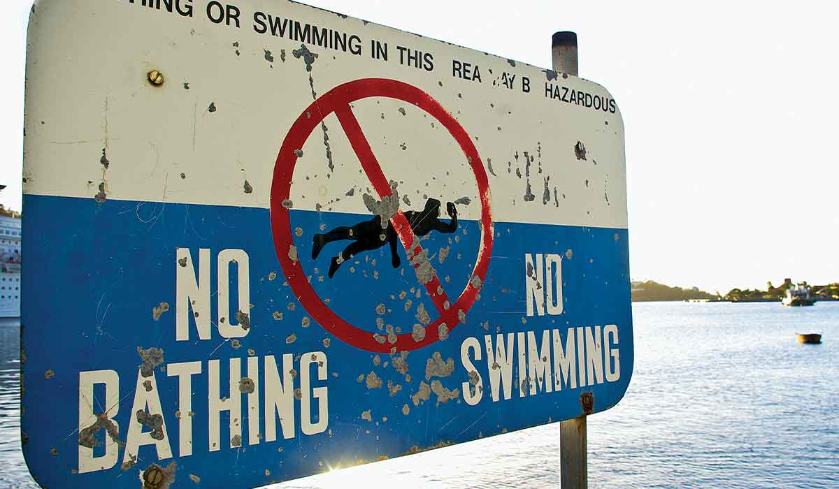 Aged no swimming sign