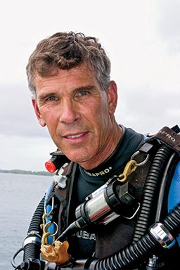 Headshot of Howard Hall in dive suit