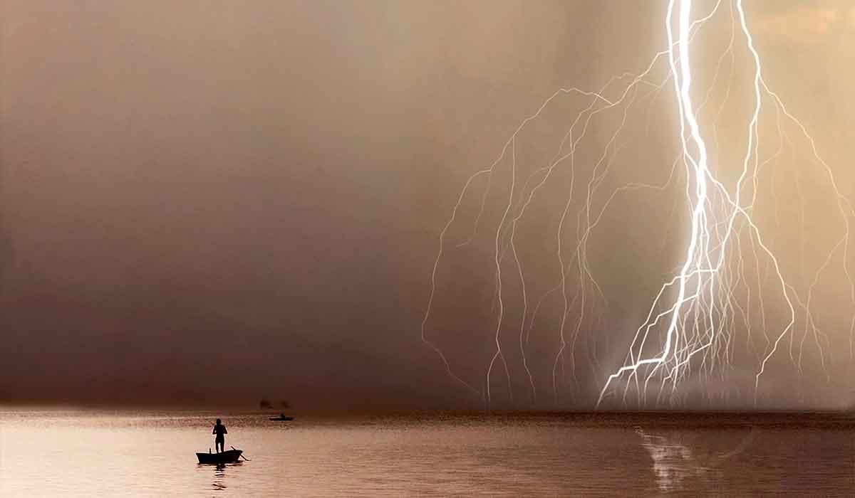 Lightning strike on body of water
