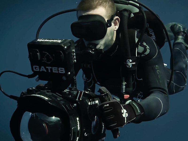 Andy Casagrande operating an underwater camera