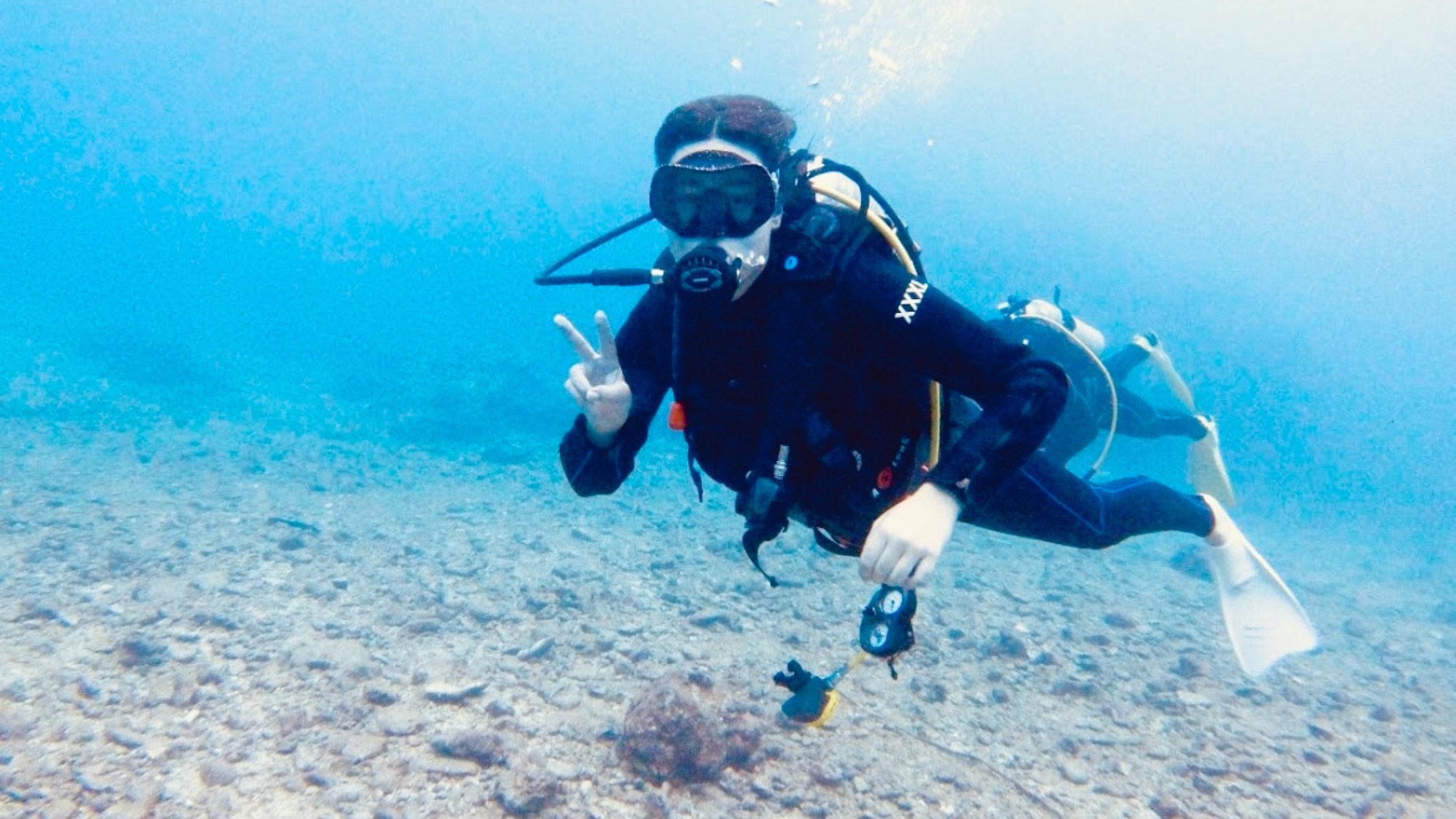 Marina Kapitanov on n ocean dive in Naha, Okinawa, Japan
