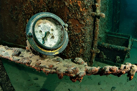 A Walker’s Cherub Ship-Log is still bolted in place on the Judge Hart. 