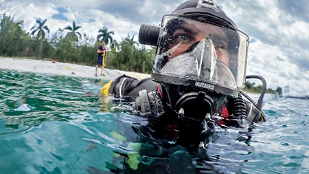 scuba diver at the surface