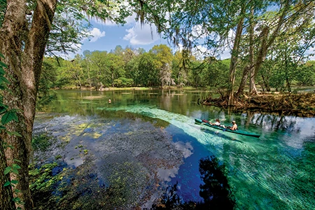 kayaking in the springs.