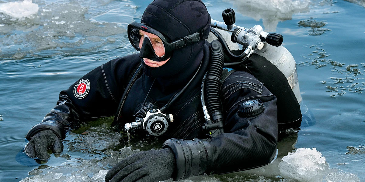 diver in a drysuit
