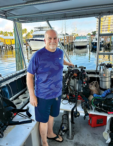 Steve Corbin prepares for dive