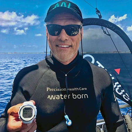 In 2017 Kaiser set the U.S. Freediving Masters Division national record in the Men’s Variable Weight category at 208 feet (63.4 m).